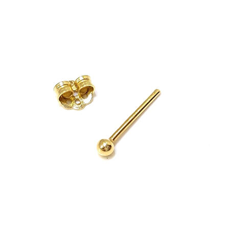 Tekli Nokta 2.3mm Top Vidalı Tek Küpe 14 Ayar Altın 4K VİDEOLU