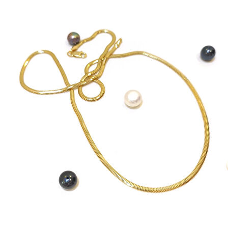 2.1mm 50cm Balık Sırtı Tombul Zincir Kolye 14 Ayar Altın HD VİDEOLU