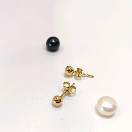 5mm Klasik Top Küpe 14 Ayar Altın HD VİDEOLU