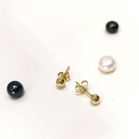 5mm Klasik Top Küpe 14 Ayar Altın HD VİDEOLU