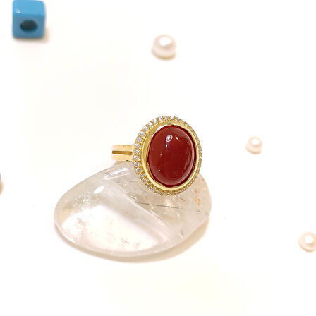 Akik Taşlı Yüzük 14 Ayar Altın HD VİDEOLU