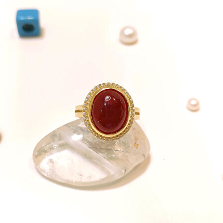 Akik Taşlı Yüzük 14 Ayar Altın HD VİDEOLU