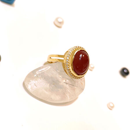 Akik Taşlı Yüzük 14 Ayar Altın HD VİDEOLU