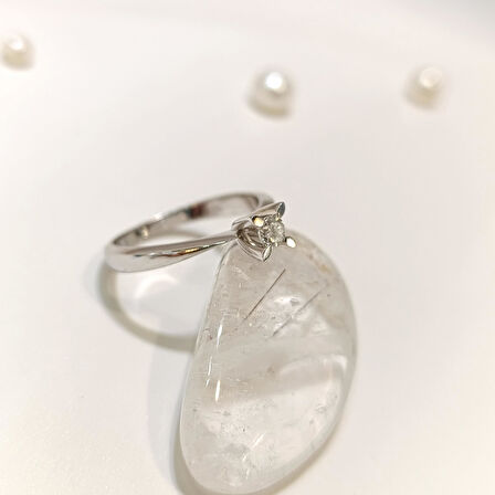 0.13ct G Color Pırlanta Tek Taş Yüzük 14 Ayar Altın HD VİDEOLU
