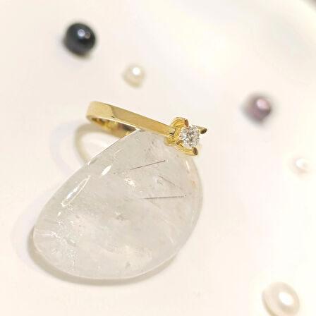 0.17ct F Color Pırlanta Tek Taş Yüzük 14 Ayar Altın HD VİDEOLU