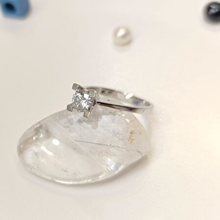 0.55ct G Color Tek Taş Pırlanta Yüzük 14 Ayar Altın HD VİDEOLU
