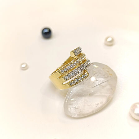 Sıralı Su Yolu Yüzük 14 Ayar Altın HD VİDEOLU