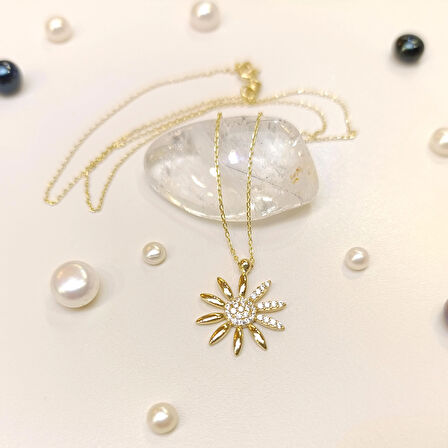 Ay Çiçeği Kolye 14 Ayar Altın HD VİDEOLU