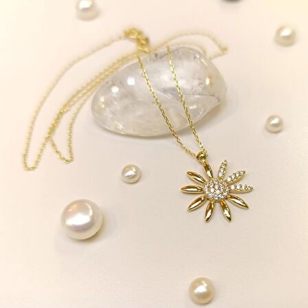 Ay Çiçeği Kolye 14 Ayar Altın HD VİDEOLU