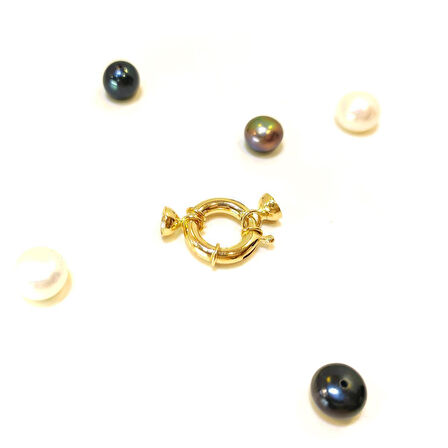 13mm Gemici İnci Kilit Klips 14 Ayar Altın HD VİDEOLU