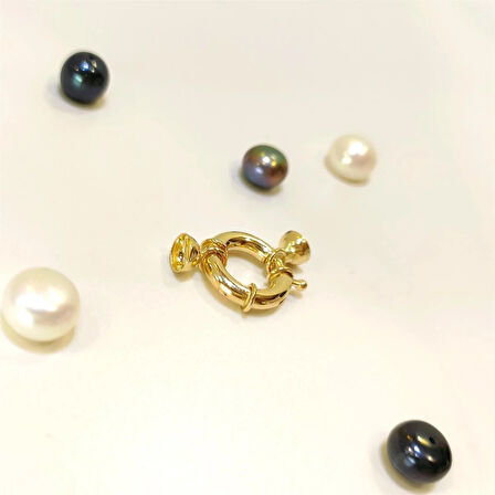 13mm Gemici İnci Kilit Klips 14 Ayar Altın HD VİDEOLU