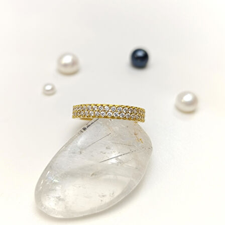 10 Ölçü Tam tur Taşlı Yüzük 14 Ayar Altın HD VİDEOLU