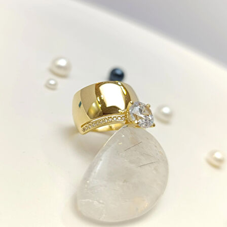 Bitişik Alyans Tek Taşlı Yüzük 14 Ayar Altın HD VİDEOLU