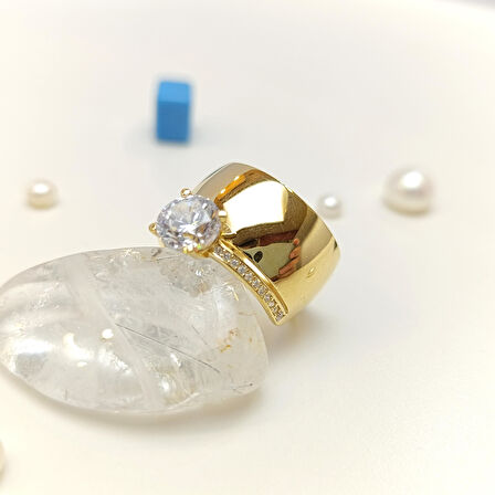 Bitişik Alyans Tek Taşlı Yüzük 14 Ayar Altın HD VİDEOLU