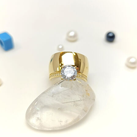 Bitişik Alyans Tek Taşlı Yüzük 14 Ayar Altın HD VİDEOLU