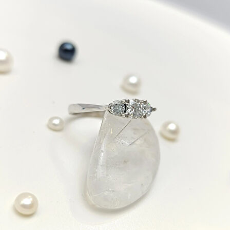 Üç Taş Tria Yüzük 14 Ayar Altın HD VİDEOLU