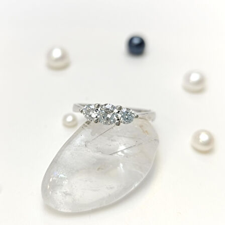 Üç Taş Tria Yüzük 14 Ayar Altın HD VİDEOLU