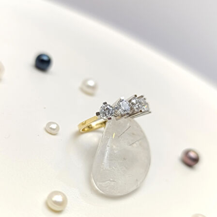 Beş Taş Yüzük 14 Ayar Altın HD VİDEOLU