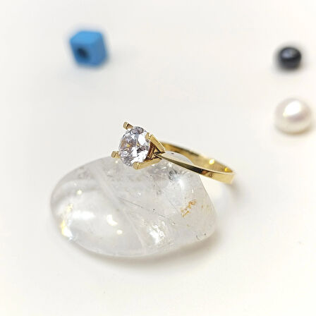 Tek Taş Yüzük 14 Ayar Altın HD VİDEOLU