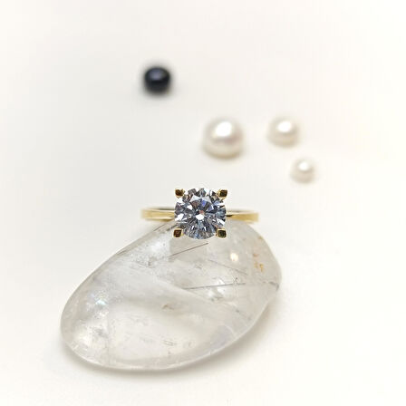 Tek Taş Yüzük 14 Ayar Altın HD VİDEOLU