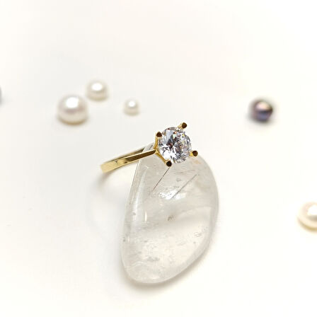 Tek Taş Yüzük 14 Ayar Altın HD VİDEOLU