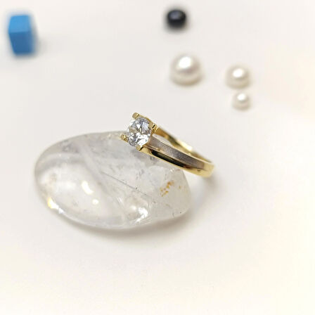 Tek Taş Yüzük 14 Ayar Altın HD VİDEOLU