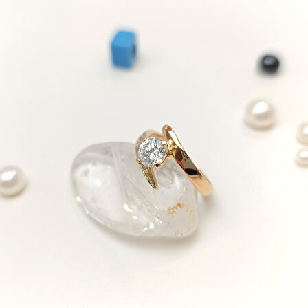 Tek Taş Yüzük 14 Ayar Altın HD VİDEOLU