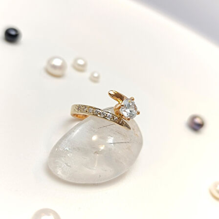 Tek Taş Yüzük 14 Ayar Altın HD VİDEOLU