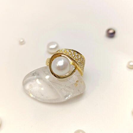 İnci Yüzük 14 Ayar Altın HD VİDEOLU