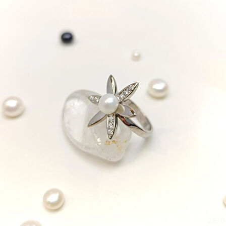 Ay Çiçeği İnci Yüzük 14 Ayar Altın HD VİDEOLU