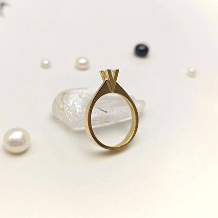 0.19ct I Color Pırlanta Tek Taş Yüzük 14 Ayar Altın HD VİDEOLU