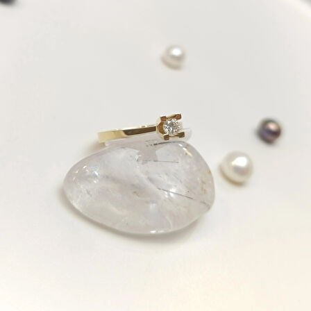 0.19ct I Color Pırlanta Tek Taş Yüzük 14 Ayar Altın HD VİDEOLU