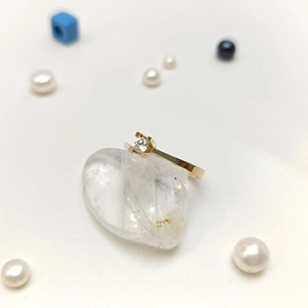 0.19ct I Color Pırlanta Tek Taş Yüzük 14 Ayar Altın HD VİDEOLU