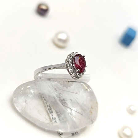 1,01ct Yakut Pırlanta Damla Taşlı  Yüzük 14 Ayar Altın HD VİDEOLU