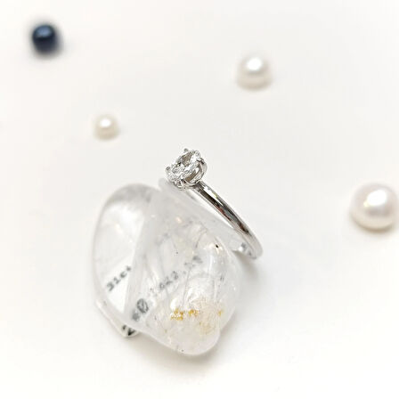 0.31ct F Oval Pırlanta Tek Taş Yüzük 14 Ayar Altın HD VİDEOLU