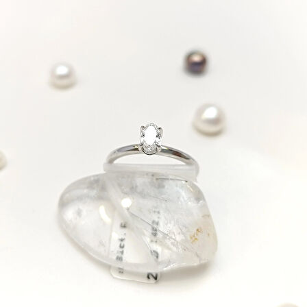 0.31ct F Oval Pırlanta Tek Taş Yüzük 14 Ayar Altın HD VİDEOLU