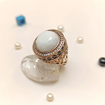 Beyaz Taşlı Yüzük 14 Ayar Altın HD VİDEOLU