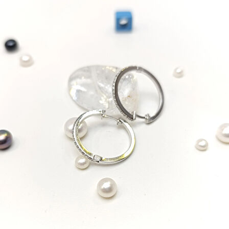 22.5mm Pırlanta Taşlı Halka Küpe 14 Ayar Altın HD VİDEOLU