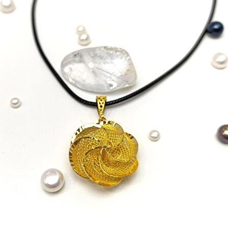 Çiçek Kolye 14 Ayar Altın HD VİDEOLU