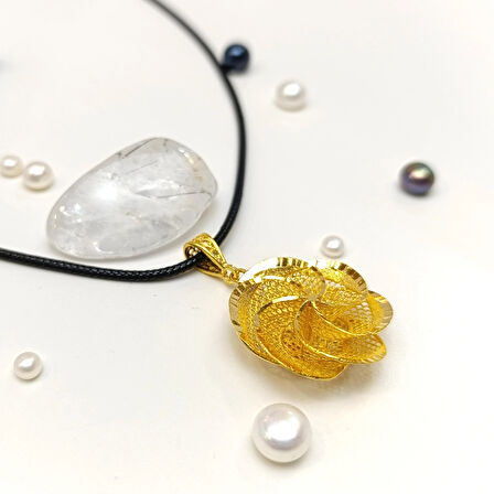 Çiçek Kolye 14 Ayar Altın HD VİDEOLU