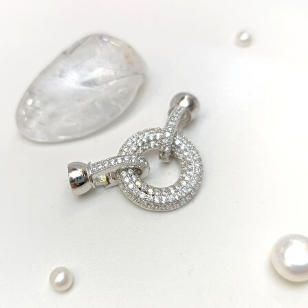 Taşlı Halka İnci ve Taş Dizmek için Kilit 925 Ayar Gümüş HD VİDEOLU