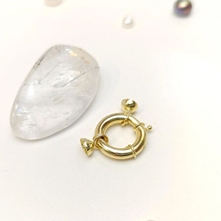 14.7mm Gemici İnci Kilit Klips 14 Ayar Altın HD VİDEOLU