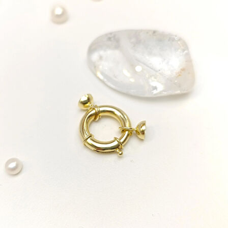 14.7mm Gemici İnci Kilit Klips 14 Ayar Altın HD VİDEOLU