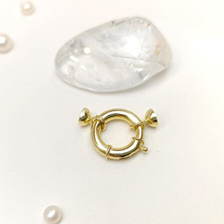 14.7mm Gemici İnci Kilit Klips 14 Ayar Altın HD VİDEOLU