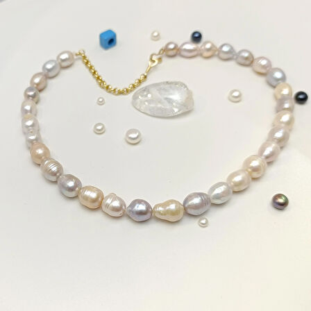 Gerçek Misk Barok İnci Gerdanlık Kolye 14 Ayar Altın HD VİDEOLU