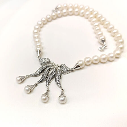 Kraken Gümüş Kilitli İnci Gerdanlık 925 Ayar Gümüş HD VİDEOLU