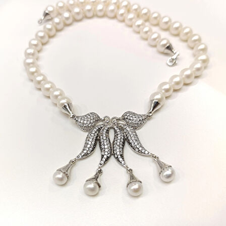 Kraken Gümüş Kilitli İnci Gerdanlık 925 Ayar Gümüş HD VİDEOLU