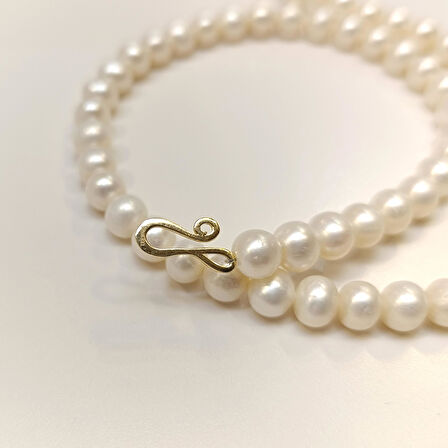 Gerçek İnci Antik Kilitli Gerdanlık Kolye 14 Ayar Altın HD VİDEOLU