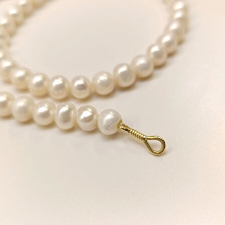 Gerçek İnci Antik Kilitli Gerdanlık Kolye 14 Ayar Altın HD VİDEOLU