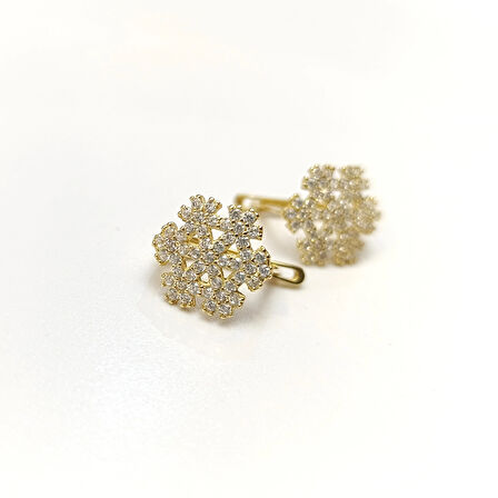 Kar Tanesi Küpe 14 Ayar Altın HD VİDEOLU